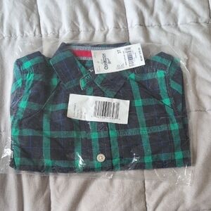 OshKosh B'gosh Green and Blue Button Down Shirt BNWT 3T
